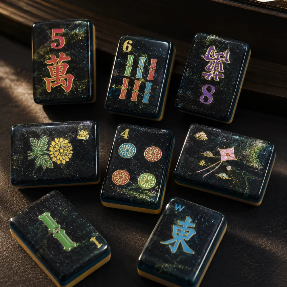 Midnight Reverie American Mahjong Tiles – 160 Three-Layer Acrylic Tiles, Deep Navy