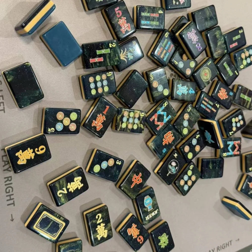 Midnight Reverie Mahjong tile assortment with colorful illustrated faces