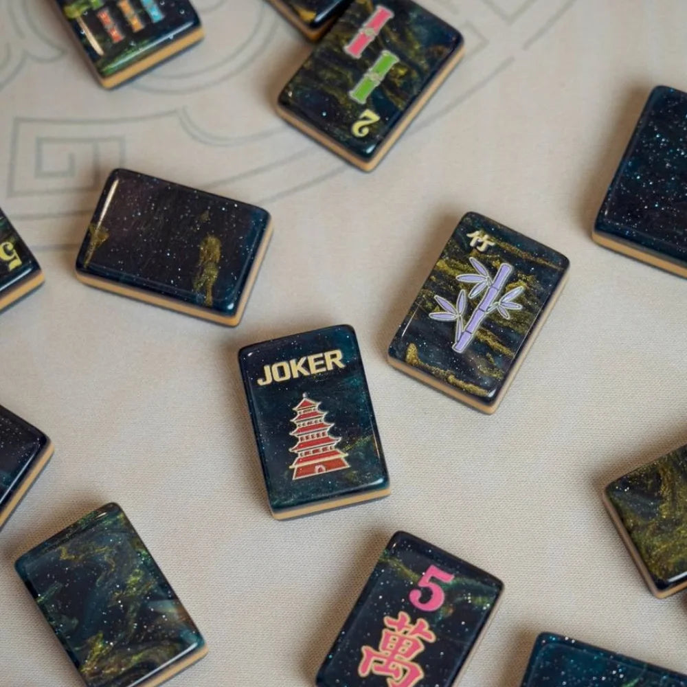 Midnight Reverie American Mahjong Tiles – 160 Three-Layer Acrylic Tiles, Deep Navy