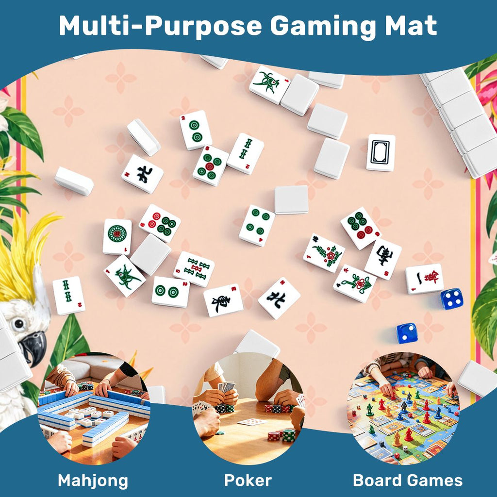 Tropical Cockatoo Garden Sleek-Surface American Mahjong Mat – 2 Sizes Available