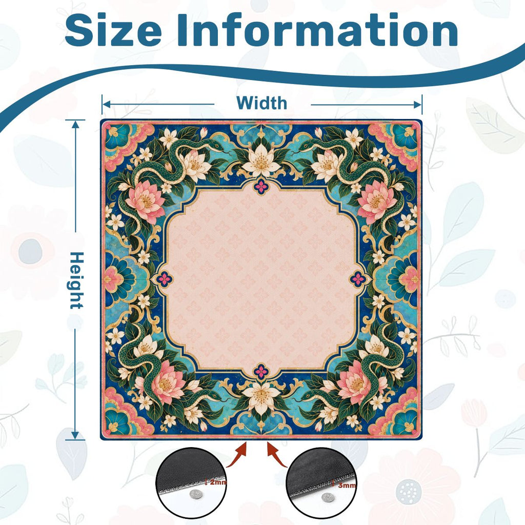 Lotus Serpent Garden Sleek-Surface American Mahjong Mat – 2 Sizes Available