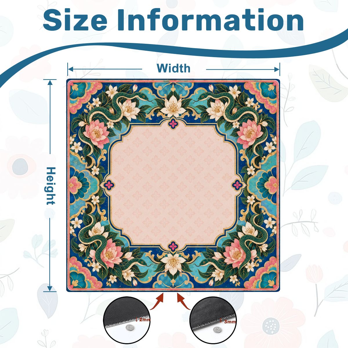 Lotus Serpent Garden Sleek-Surface American Mahjong Mat – 2 Sizes Available