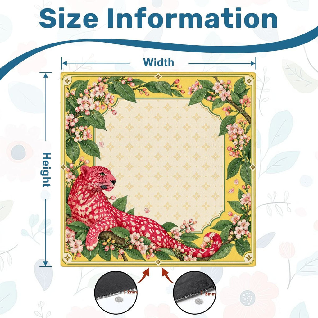 Pink Leopard Blossom Sleek-Surface American Mahjong Mat – 2 Sizes Available