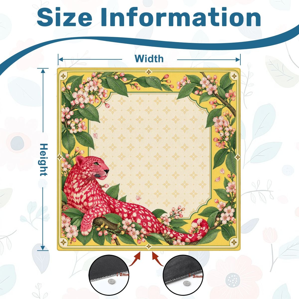 Pink Leopard Blossom Sleek-Surface American Mahjong Mat – 2 Sizes Available