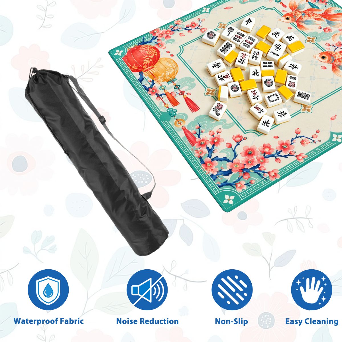 Koi Lantern Garden Sleek-Surface American Mahjong Mat – 2 Sizes Available