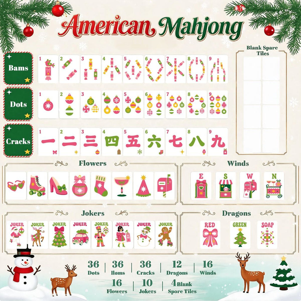 Preppy Pink Christmas Mahjong Tiles Preppy Pink Christmas Mahjong Tiles (1) - Box set