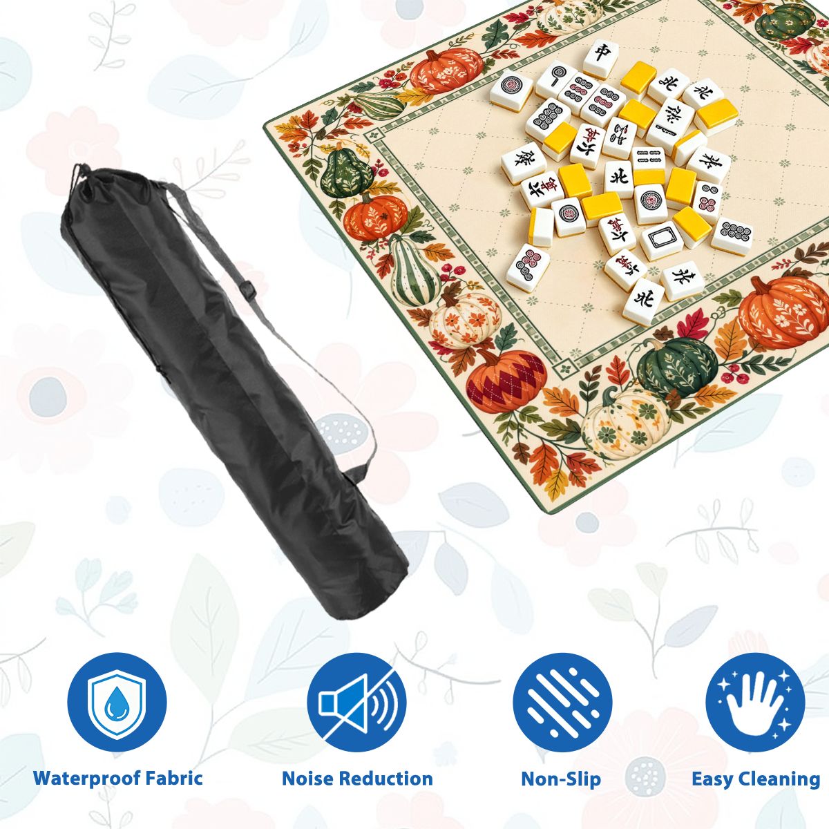 Harvest Pumpkin Garden Sleek-Surface American Mahjong Mat – 2 Sizes Available