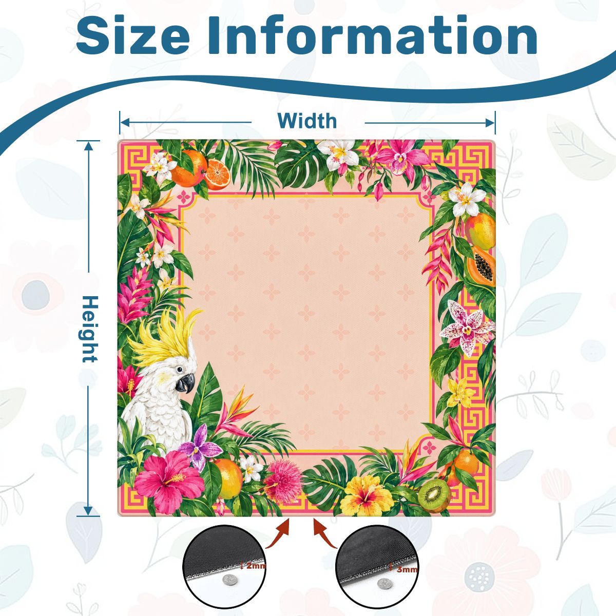 Tropical Cockatoo Garden Sleek-Surface American Mahjong Mat – 2 Sizes Available