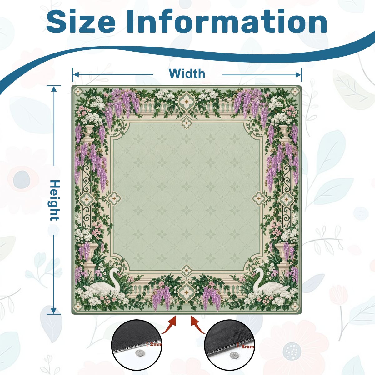 Wisteria Swan Garden Sleek-Surface American Mahjong Mat – 2 Sizes Available