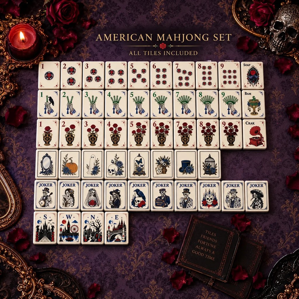 Blue Porcelain Nocturne American Mahjong Tiles – 160 Four-Layer Acrylic Tiles