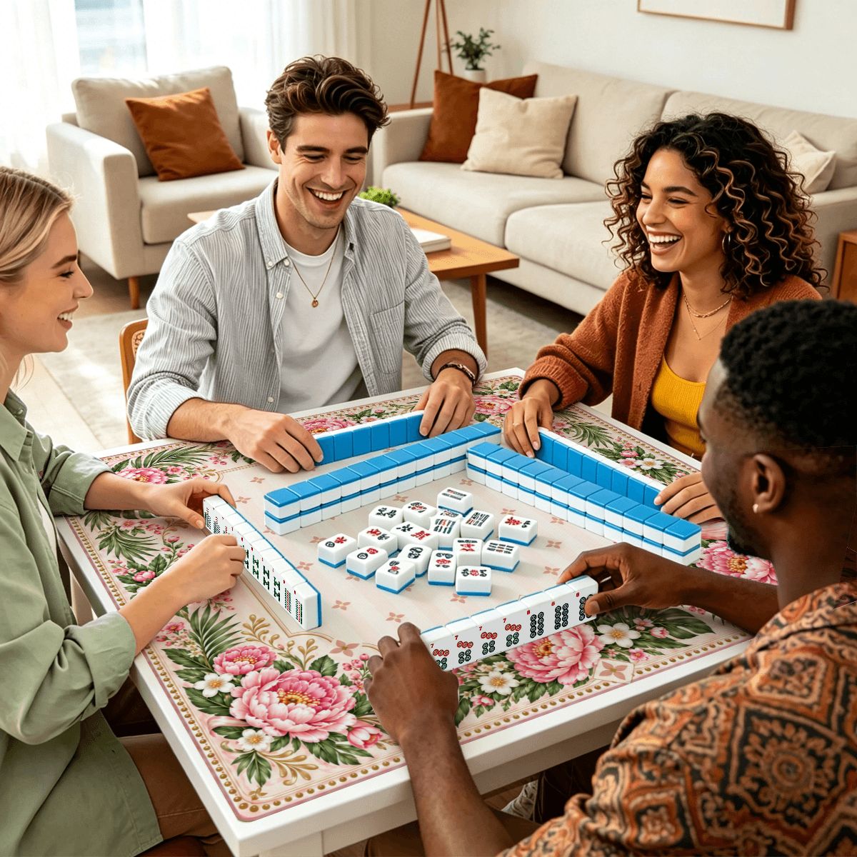 Pink Flamingo Garden Sleek-Surface American Mahjong Mat – 2 Sizes Available