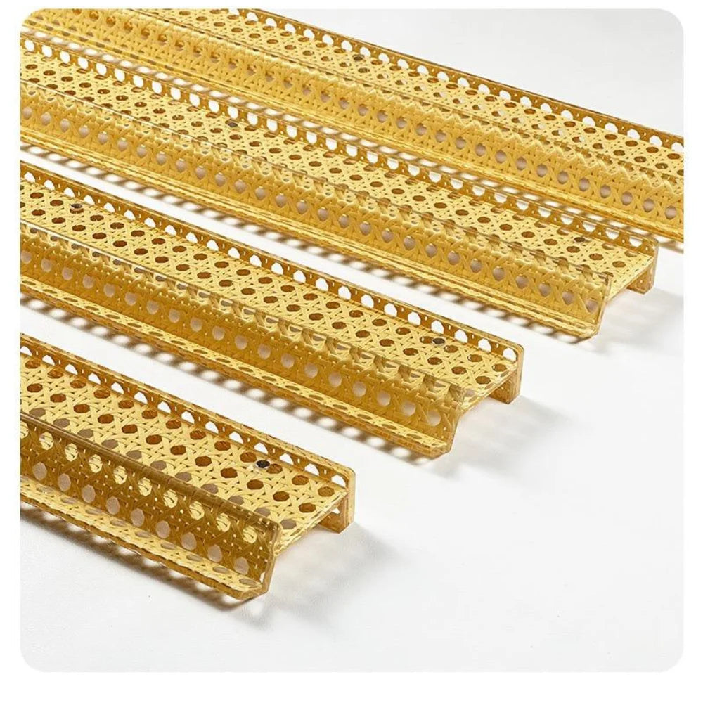 Rattan Weave Acrylic Mahjong Racks & Pushers – Set of 4