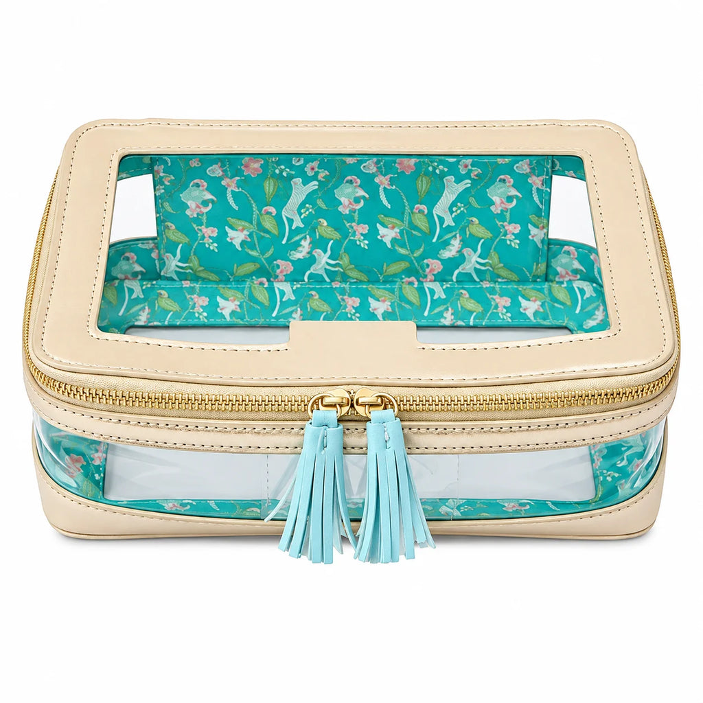 Clear View PVC Mahjong Tile Bag – Tassel Zip, 3 Colors