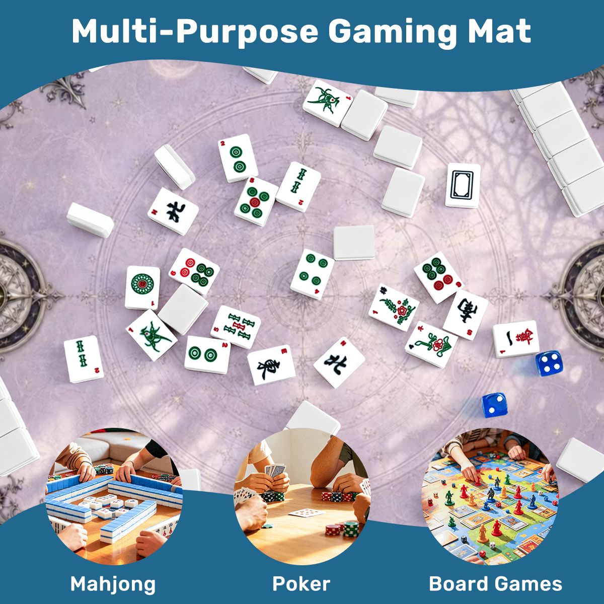 Moonlit Nocturne American Mahjong Mat – 31.5in, 2mm - Ship Folded