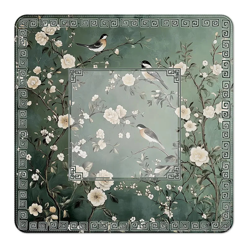33'' X 3mm Vintage Floral American Mahjong Mat Square Non-Slip Portable