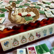 Mac & Miller Mahjong Heirloom Collection: Fire + Fortune - Verdant Fortune Acrylic Jade Luxury 160 Mahjong Tiles American Set