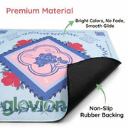 Non-Slip Rubber American Mahjong Mat - Silent & Durable Pastel Floral Peony Design with Game Rules Guide