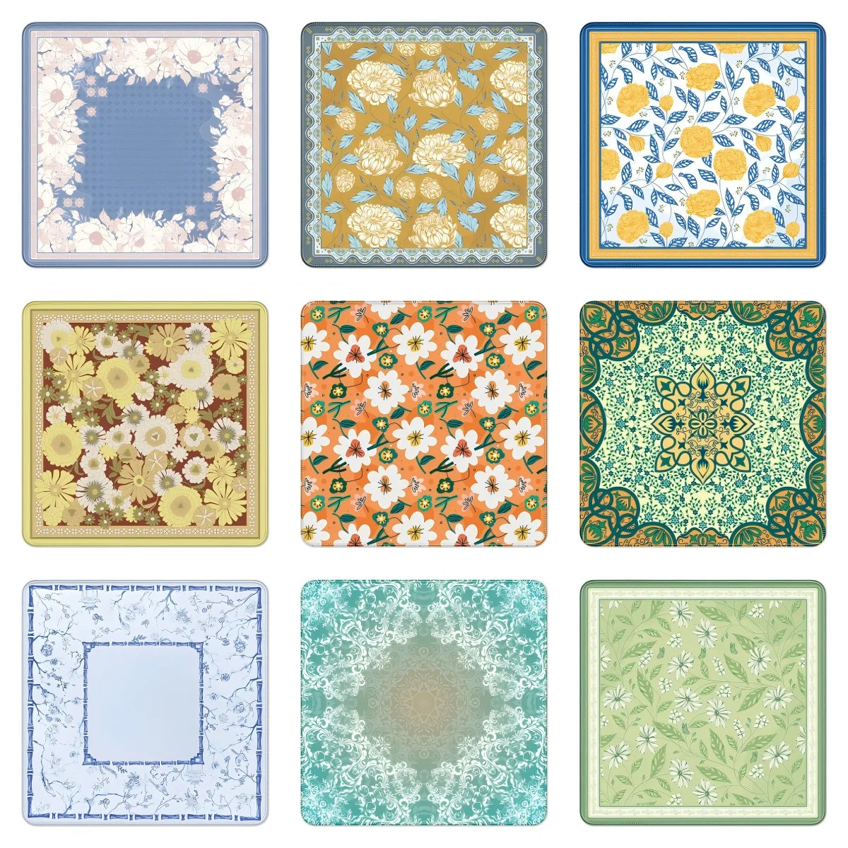33'' X 3mm Vintage Floral American Mahjong Mat Square Non-Slip Portable