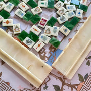 Mac & Miller Mahjong Heirloom Collection: Fire + Fortune - Verdant Fortune Acrylic Jade Luxury 160 Mahjong Tiles American Set