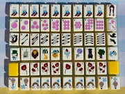 Two sparrows ruby red mahjong  Acrylic Luxury 160 Mahjong Tiles American Mirror Back Set