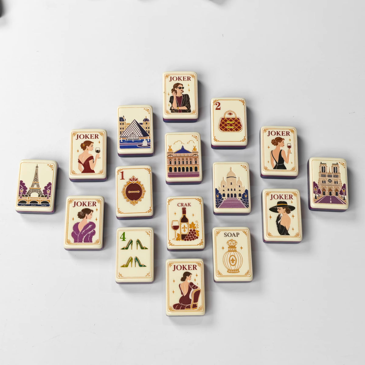Paris Reverie American Mahjong Tiles – 160 Four-Layer Acrylic Tiles