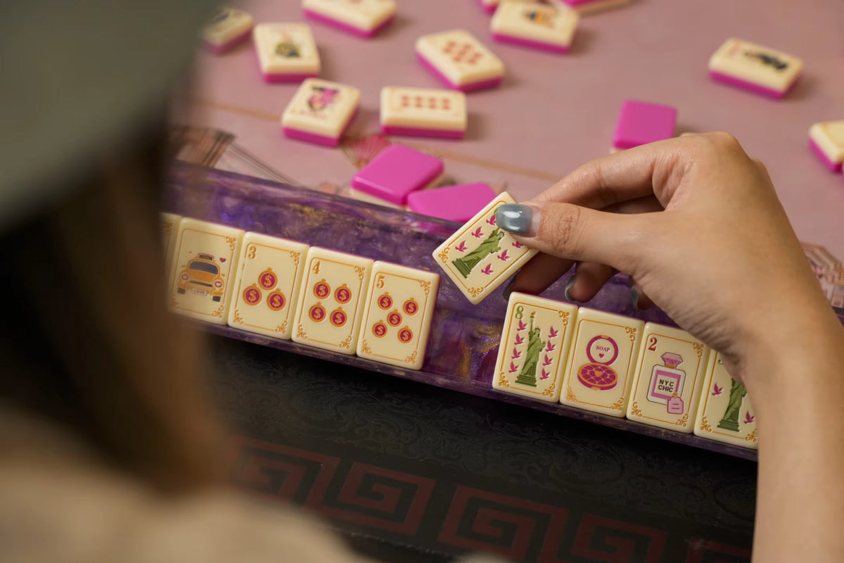 New York Reverie American Mahjong Tiles – 160 Two-Layer Acrylic Tiles, Rose Pink Back