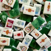 Mac & Miller Mahjong Heirloom Collection: Fire + Fortune - Verdant Fortune Acrylic Jade Luxury 160 Mahjong Tiles American Set