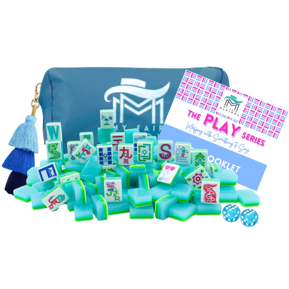 My Fair Mahjong the PLAY SERIES | PETITE | Mahjong with Something to Say | Ocean Blue 160 Acrylic American Mahjong Tile Set