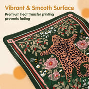Luxury Non-Slip Rubber American Mahjong Mat-Eco-Friendly & Durable Silent Boho Leopard Floral Art Print with Game Rules