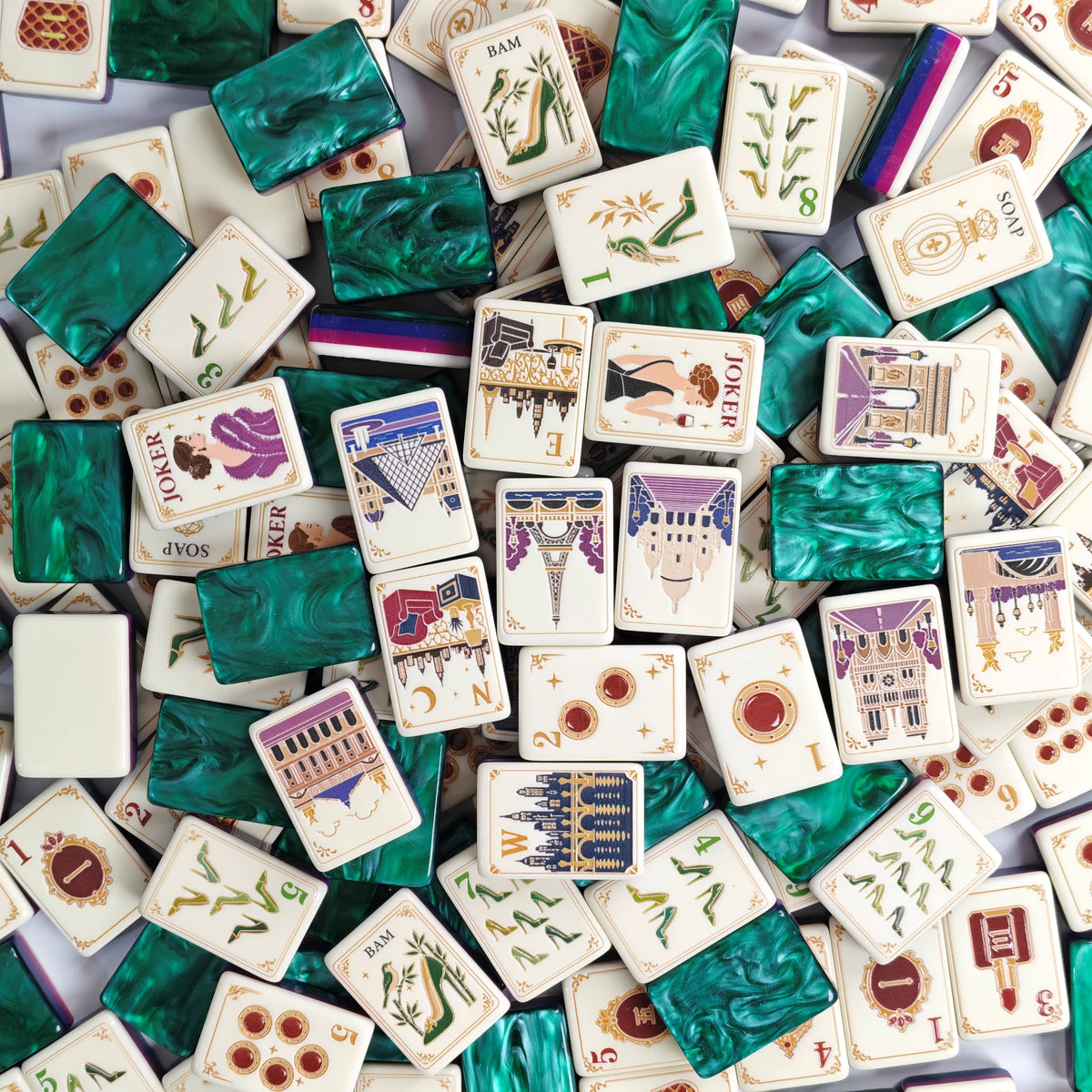 Paris Reverie American Mahjong Tiles – 160 Four-Layer Acrylic Tiles