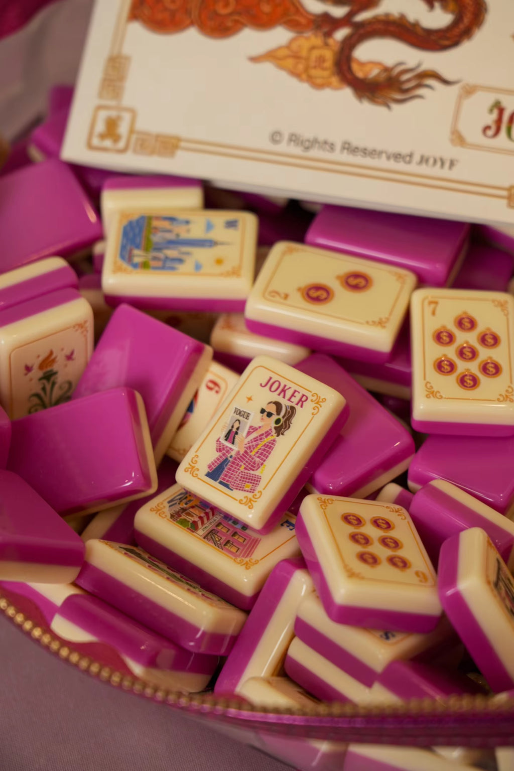 New York Reverie American Mahjong Tiles – 160 Two-Layer Acrylic Tiles, Rose Pink Back