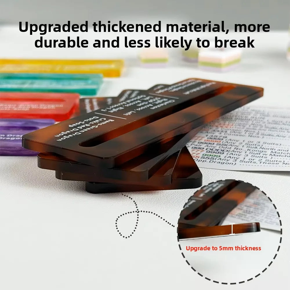 4-Piece Set American Mahjong Acrylic Card Reader, Auxiliary Rule Reference Cards, Tortoiseshell Color