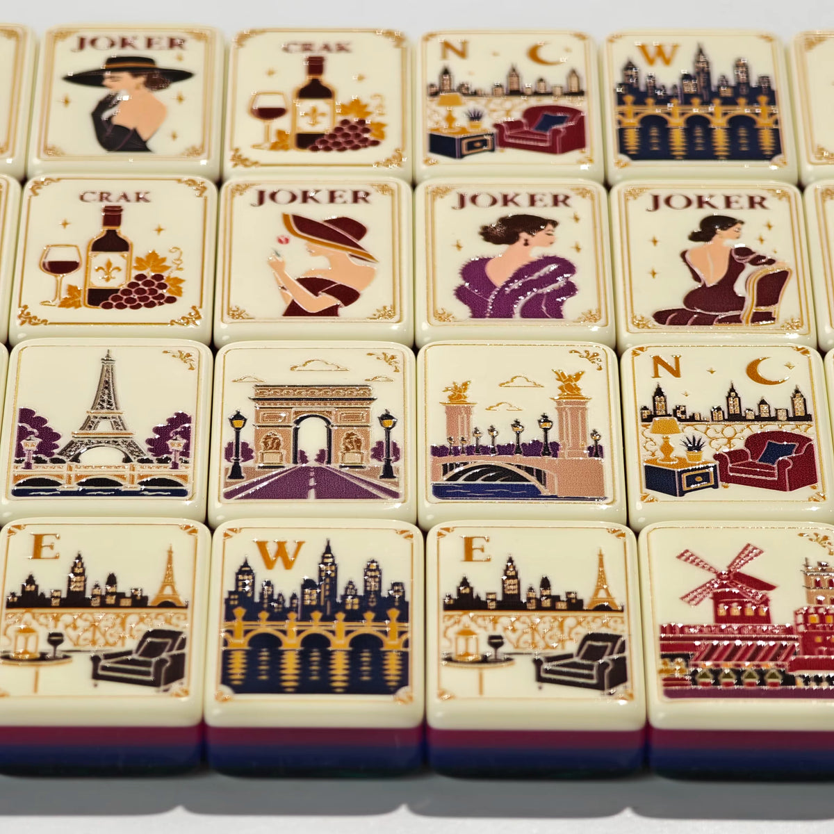 Paris Reverie American Mahjong Tiles – 160 Four-Layer Acrylic Tiles
