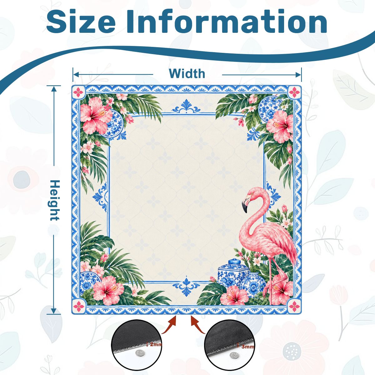 Flamingo Porcelain Garden Sleek-Surface American Mahjong Mat – 2 Sizes Available