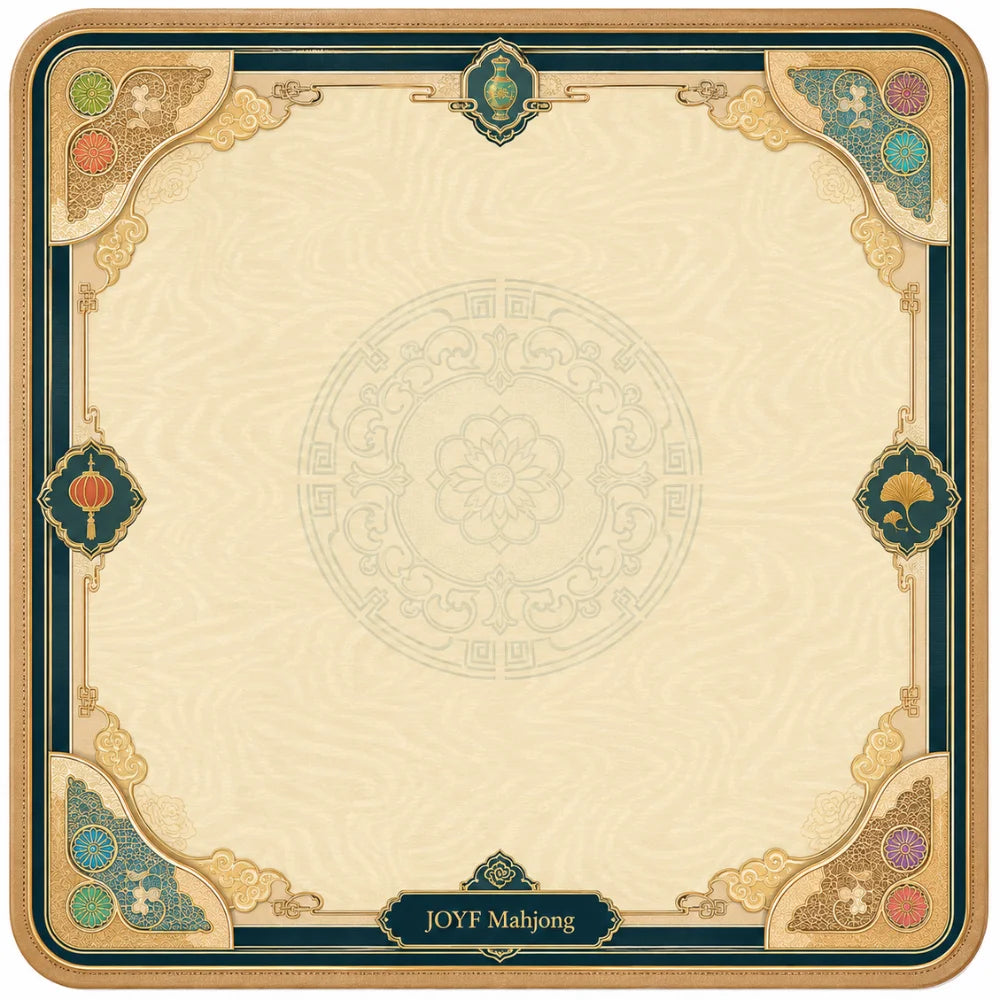 Midnight Reverie Golden Beige American Mahjong Mat – 31.5 × 31.5 in
