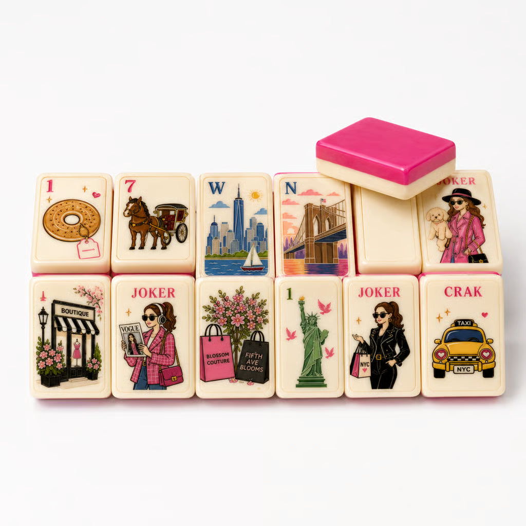 New York Reverie American Mahjong Tiles – 160 Two-Layer Acrylic Tiles, Rose Pink Back