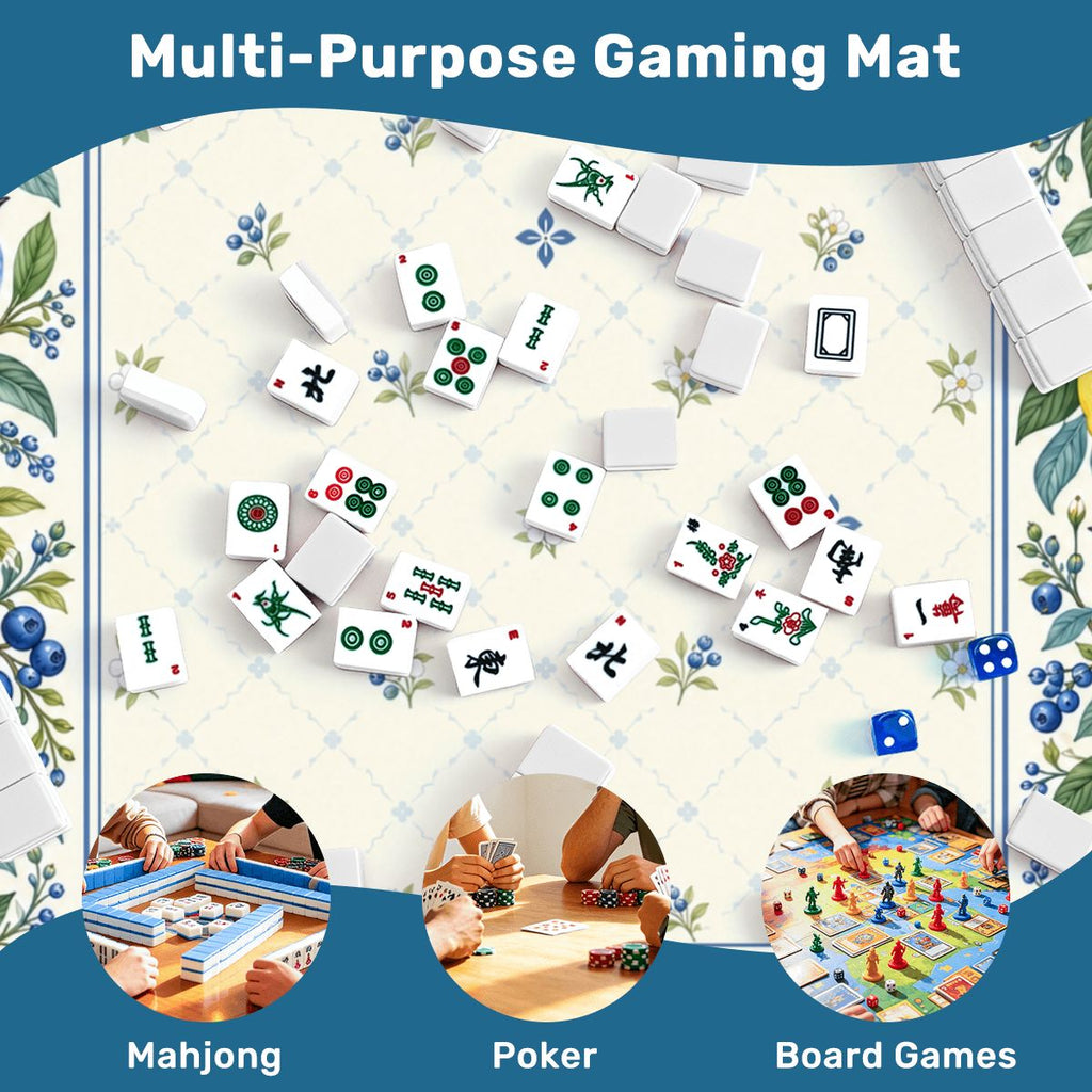 Lemon Bluebird Garden Sleek-Surface American Mahjong Mat – 2 Sizes Available