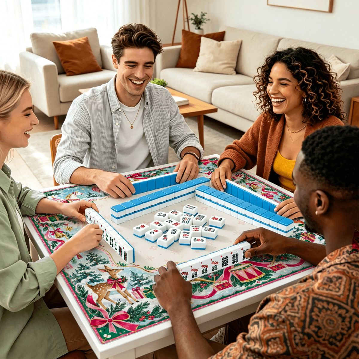 Winter Wonderland Sleek-Surface American Mahjong Mat – 2 Sizes Available