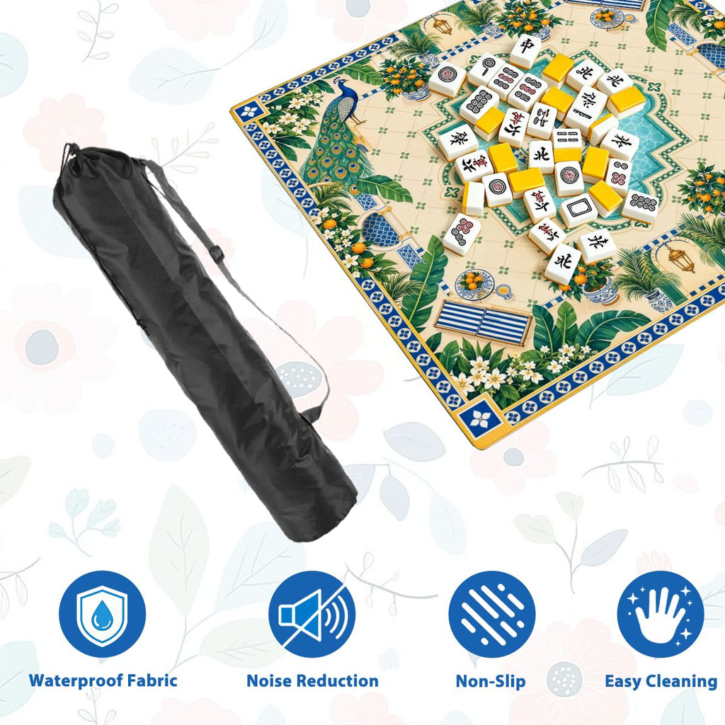 Peacock Pool Garden Sleek-Surface American Mahjong Mat – 2 Sizes Available