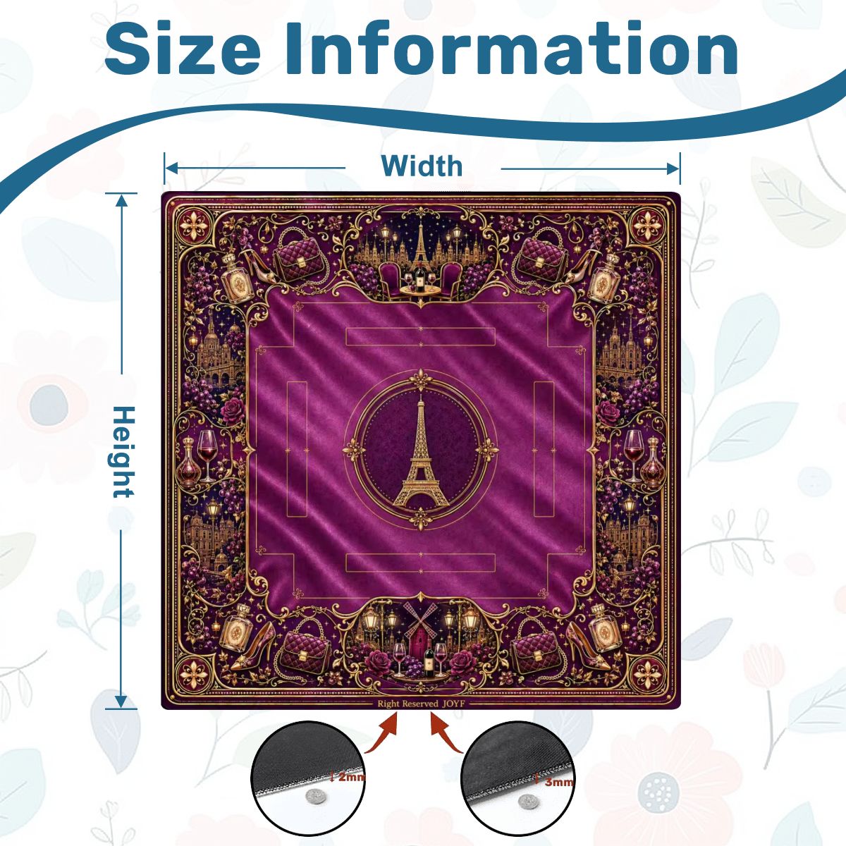 Paris Reverie American Mahjong Mat – 31.5in, 2.5mm - Ship Folded