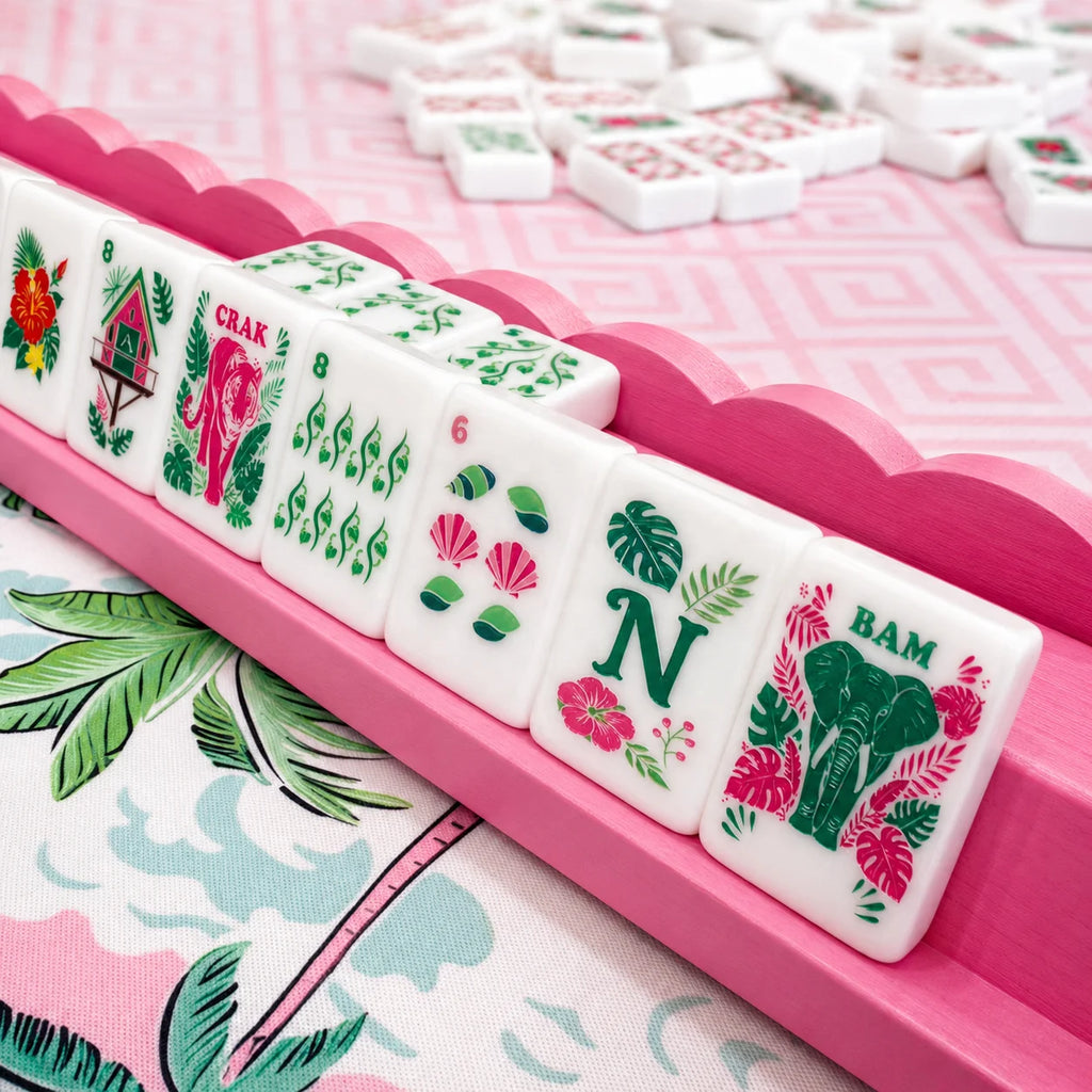 Tropical Reverie Scalloped Wooden Mahjong Racks - Set of 4