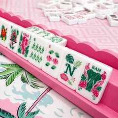 Tropical Reverie Scalloped Wooden Mahjong Racks - Set of 4