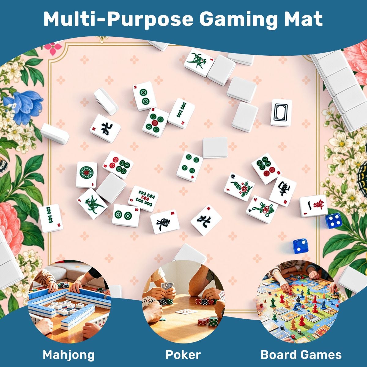 Butterfly Blossom Garden Sleek-Surface American Mahjong Mat – 2 Sizes Available