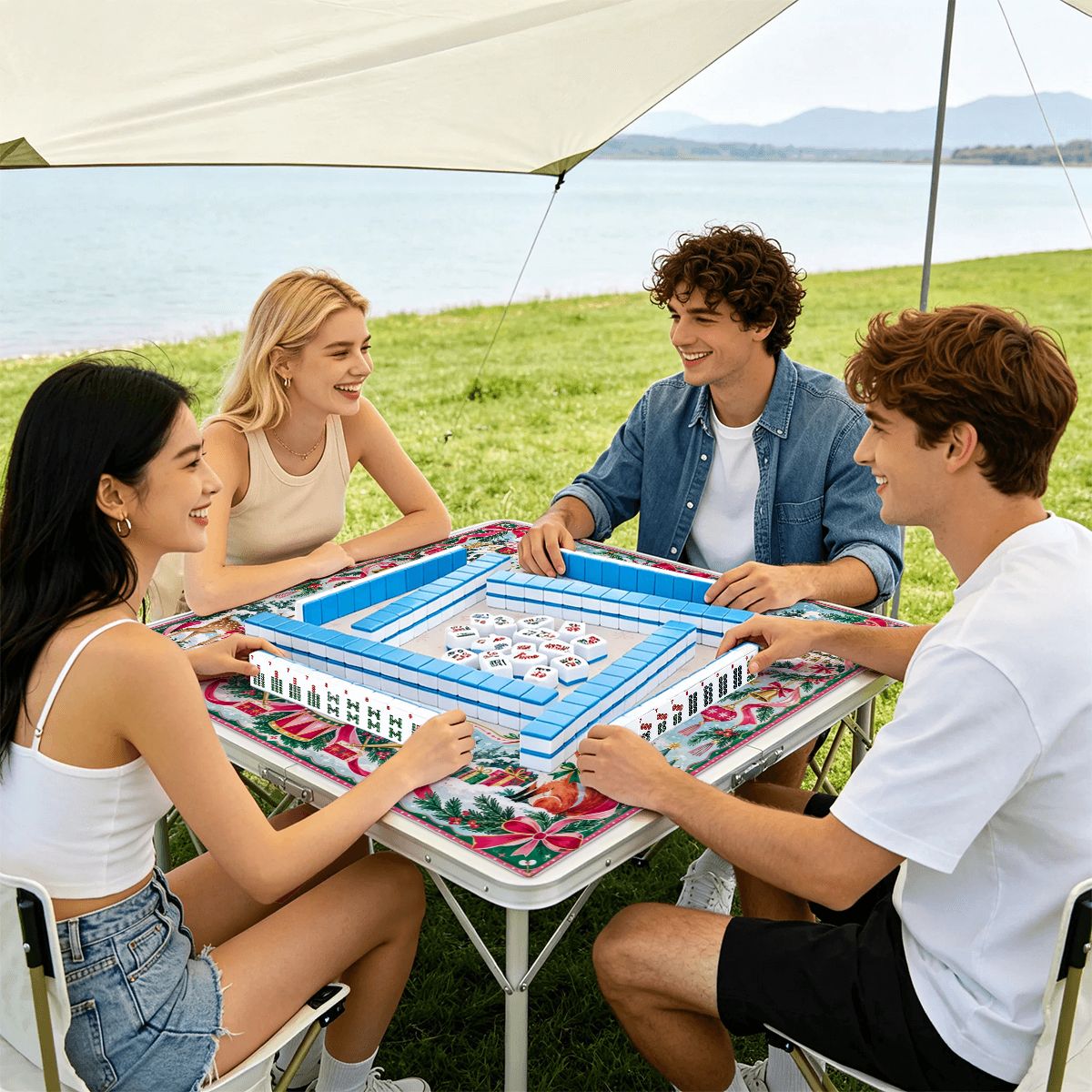 Winter Wonderland Sleek-Surface American Mahjong Mat – 2 Sizes Available