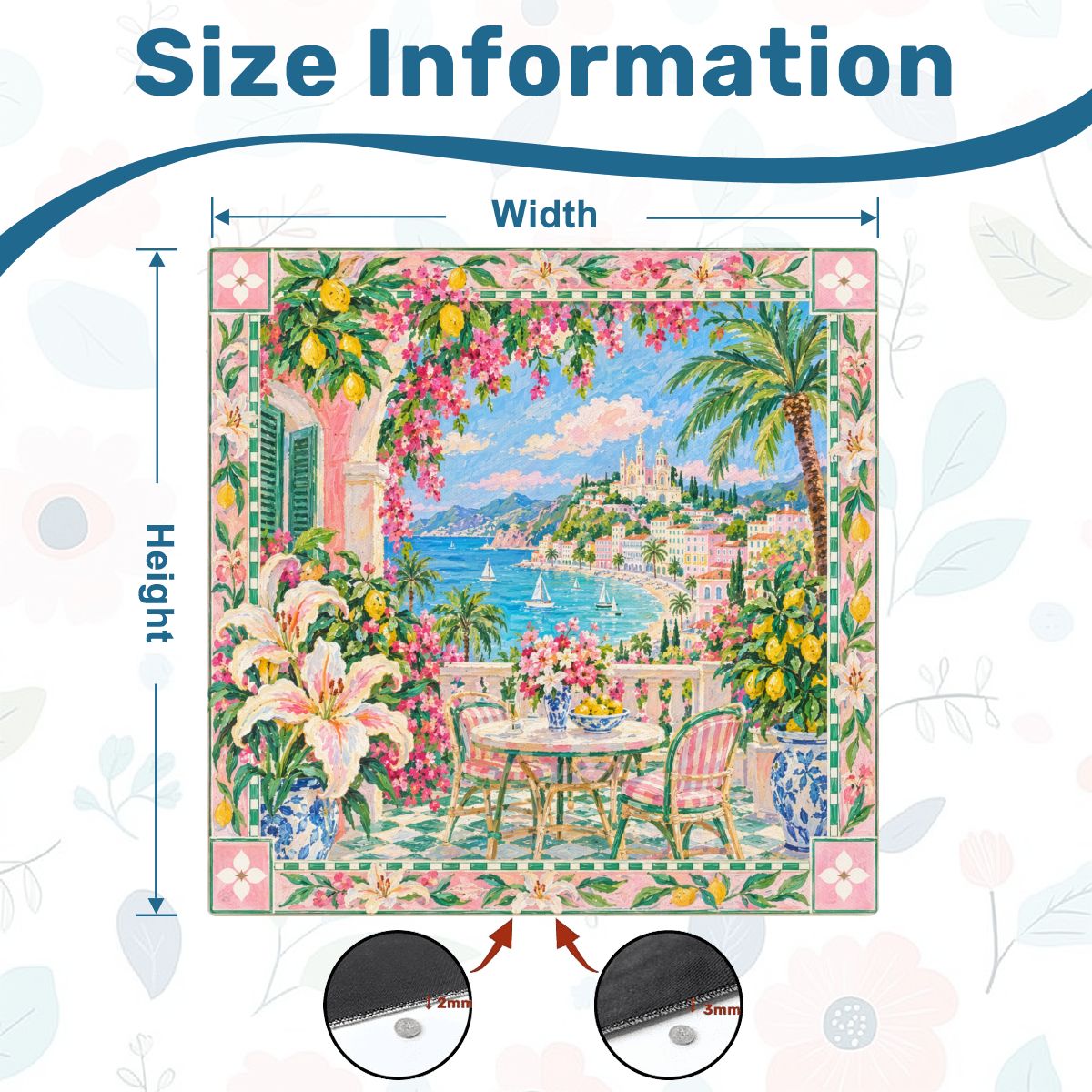 Amalfi Lemon Terrace Sleek-Surface American Mahjong Mat – 2 Sizes Available
