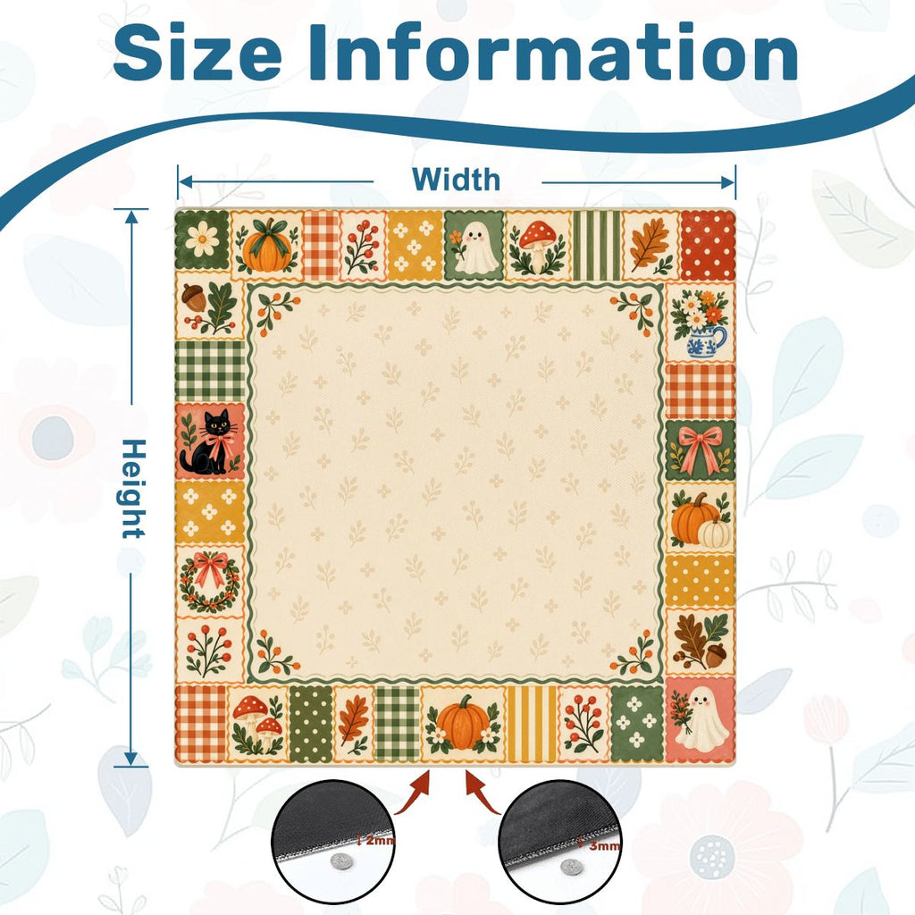 Autumn Patchwork Sleek-Surface American Mahjong Mat – 2 Sizes Available