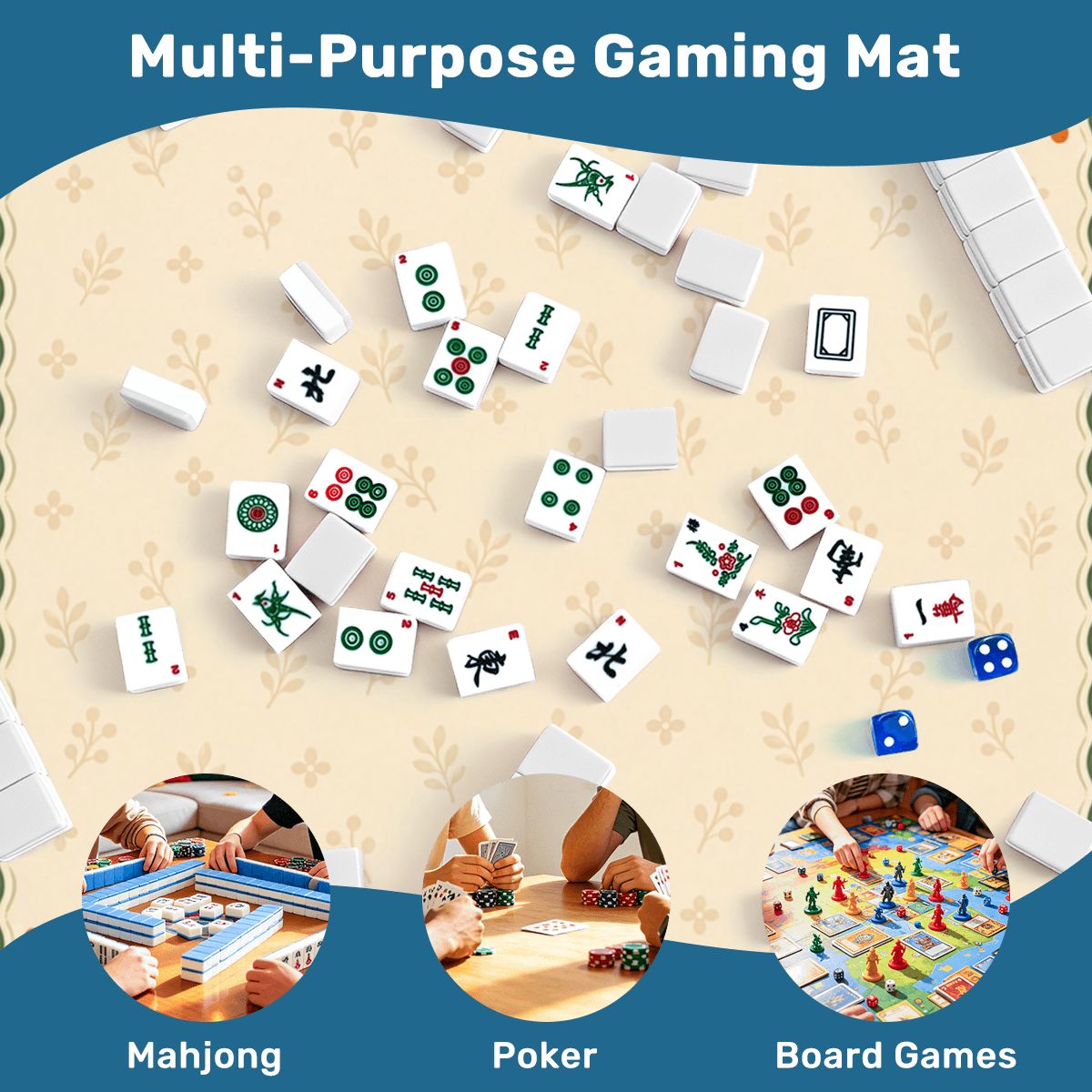 Autumn Patchwork Sleek-Surface American Mahjong Mat – 2 Sizes Available