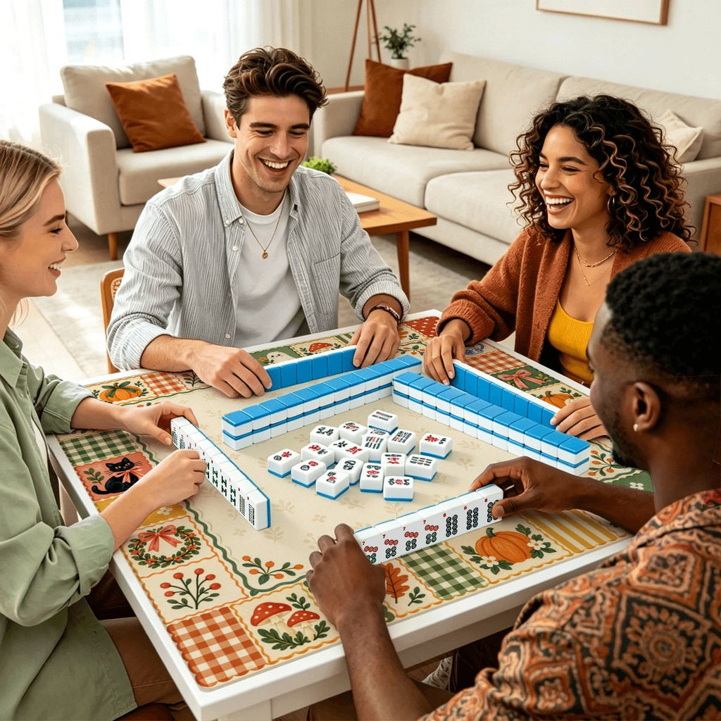 Autumn Patchwork Sleek-Surface American Mahjong Mat – 2 Sizes Available
