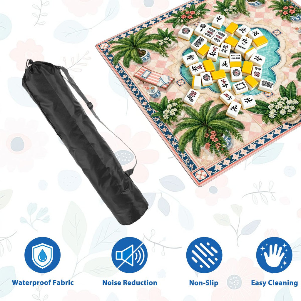 Black Swan Palm Pool Sleek-Surface American Mahjong Mat – 2 Sizes Available
