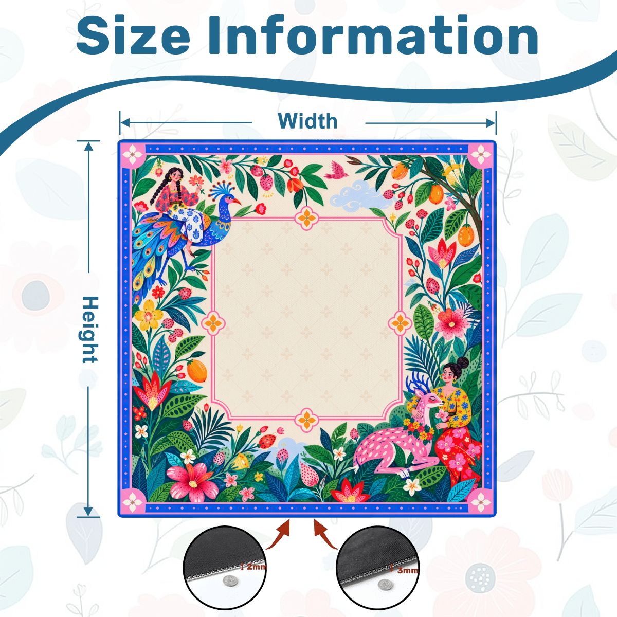 Peacock Garden Sleek-Surface American Mahjong Mat – 2 Sizes Available